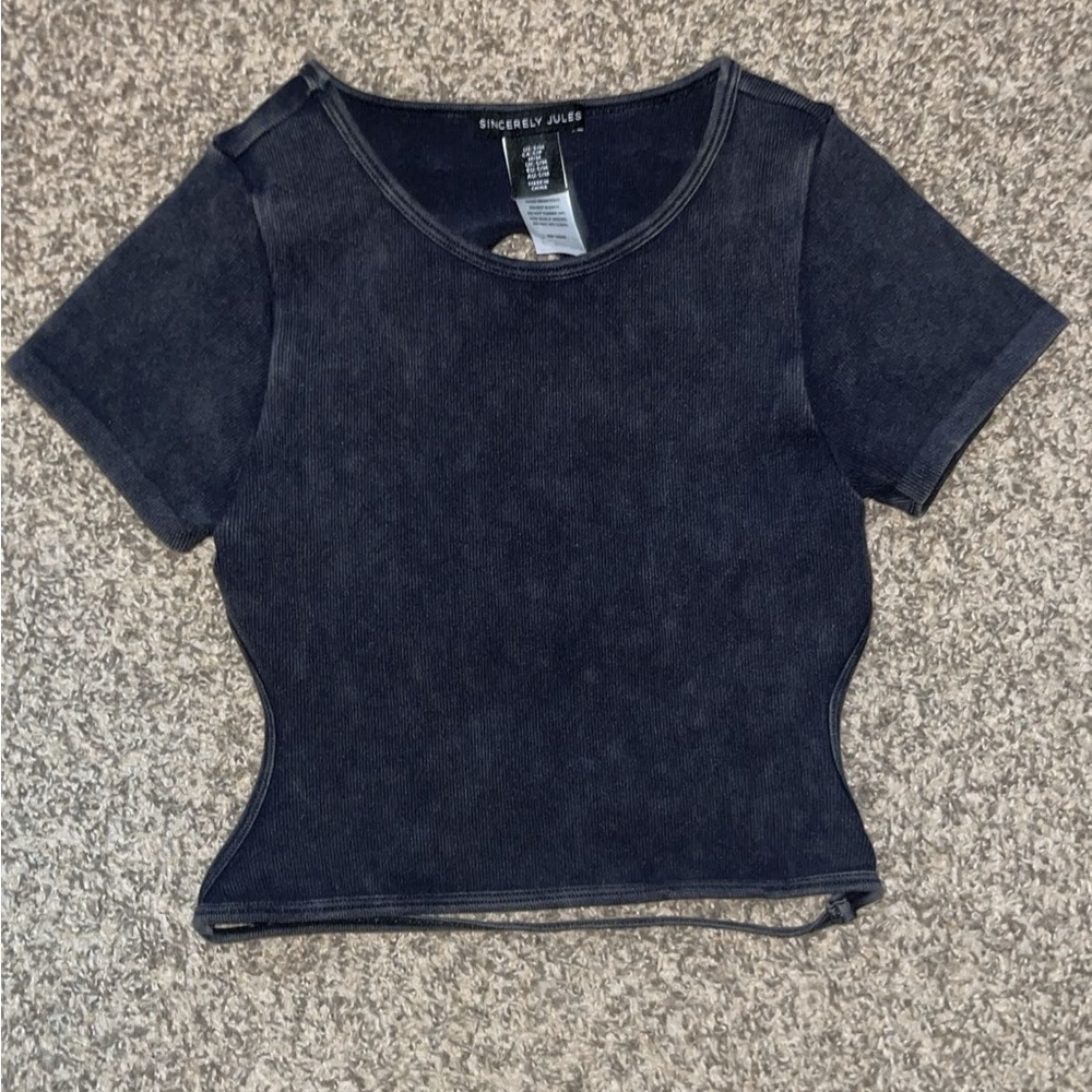 Sincerely Jules Dark Gray Crop Top